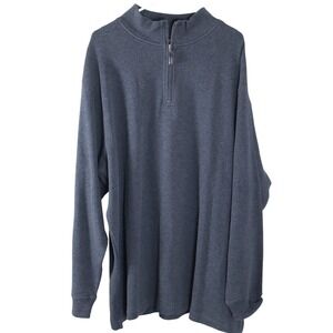 Oak Hill Mens 2XL Quarter Zip Pullover Sweater Charcoal Gray Mock Neck